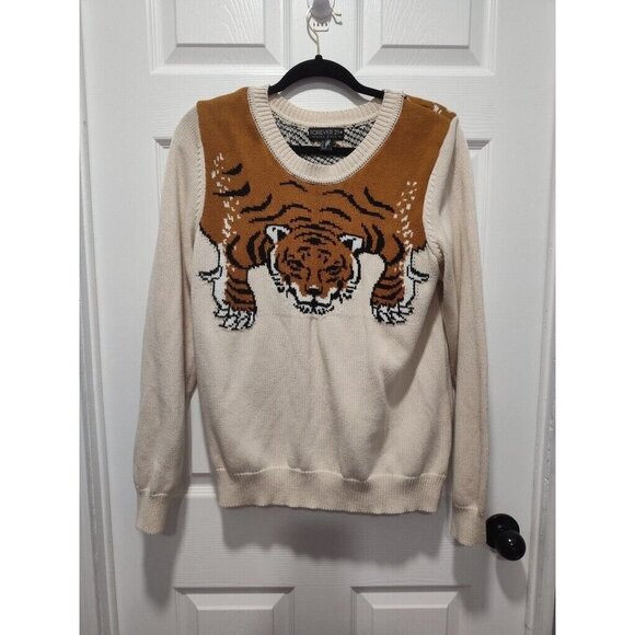 Forever 21 Plus 0x Animal Print Tiger Double Sided Print Sweater - Picture 1 of 5